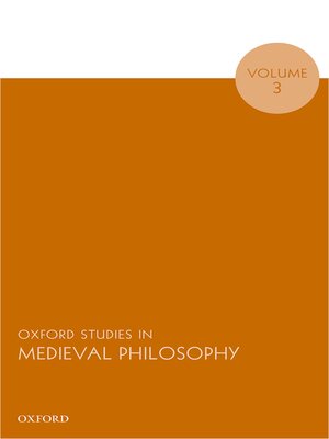 cover image of Oxford Studies in Medieval Philosophy, Volume 3